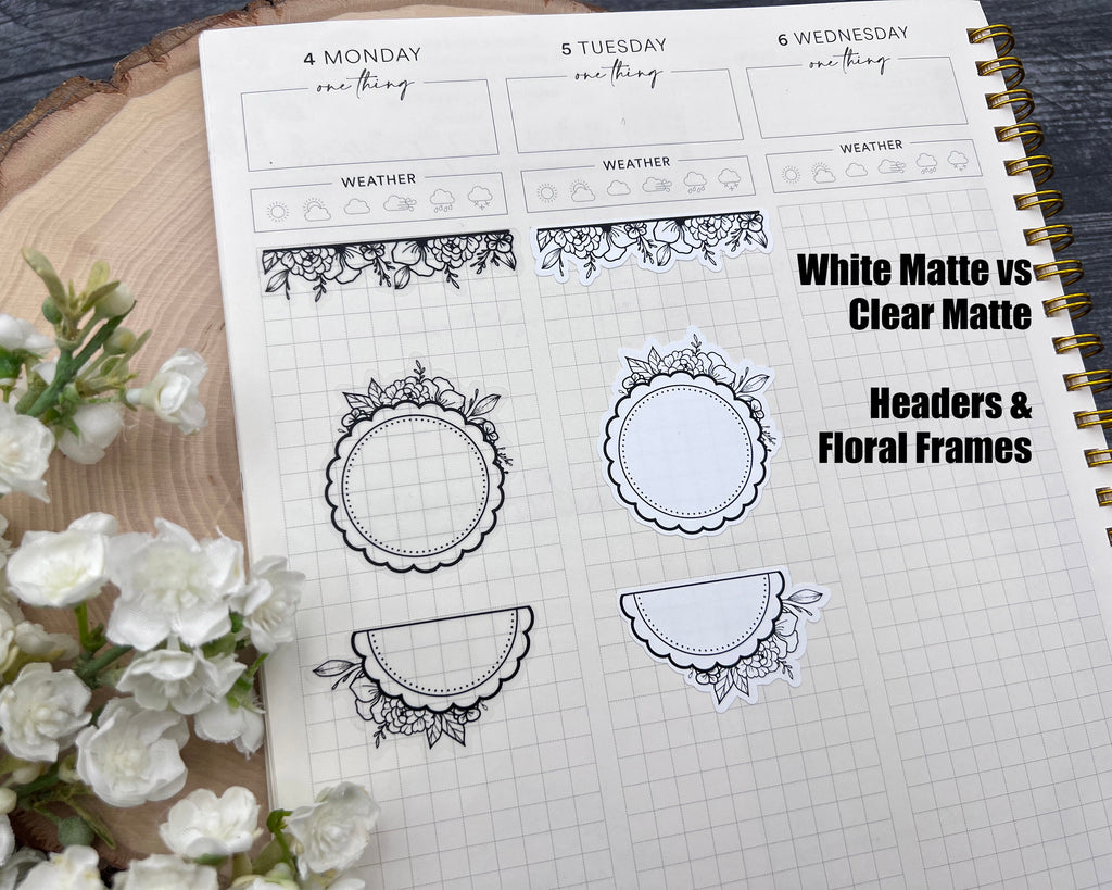 Floral Circle Halve Frame Sticker Sheet