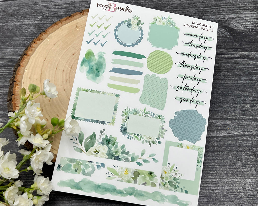 Succulent Journal Sticker Kit